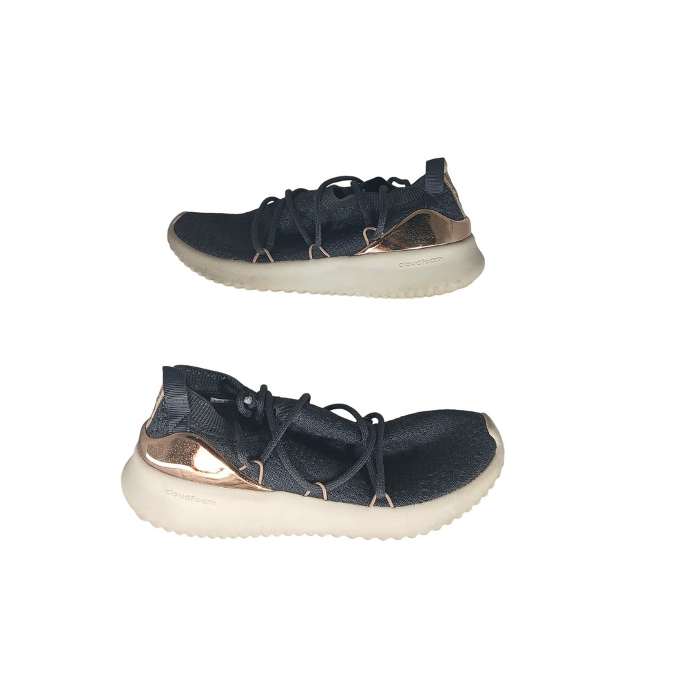 Adidas Cloudfoam Women's Running Shoes Dark‎ Gray Rose Gold Lace Up Sneakers 7.5